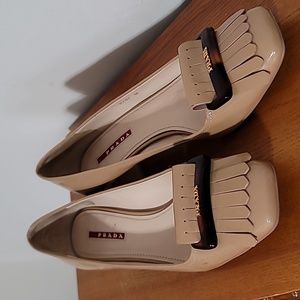 Prada patent leather loafers with tortoise buckle size 38